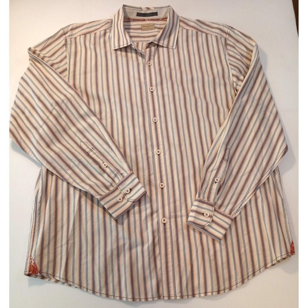 Men's Tommy Bahama Jeans Long Sleeve Button‎ Down Shirt, XL, Rail Time
